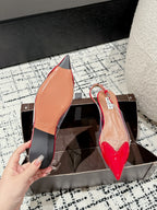 alaia slingbacks flat optic red heart lambskin