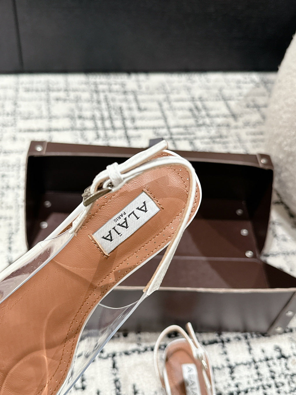 alaia slingbacks flat optic white heart lambskin