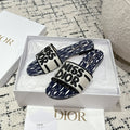 CD Dway Slide Deep Blue Mix White Black Embroidered Cotton