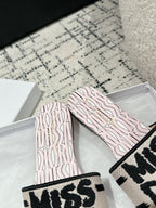 CD Dway Slide Pink Mix Black Embroidered Cotton