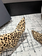 Alaila High Boots 60mm In Light Yellow Calfskin Horsehair Leopard Print 916740