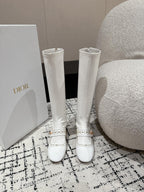 CD Belle-D Heeled Boot White Lambskin