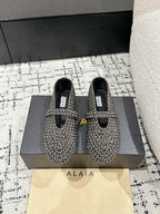Alaia 25 Embellished Mary Jane Flats Silver Suede 293180