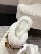 Chloe Covered Fur Slippers White Wool 514328