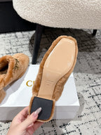 Chloe Covered Fur Slippers Caramel Brown Wool 514330