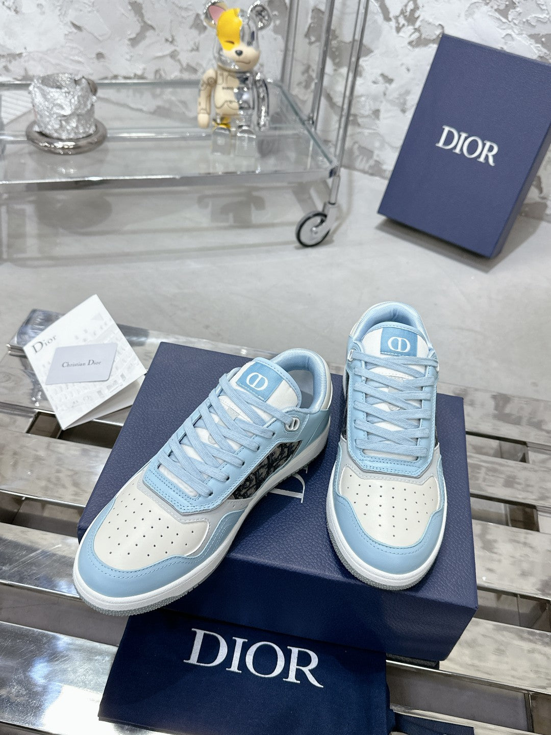 CD B27 Low-Top Sneaker 30mm In Could Blue Monogram Calfskin 100797