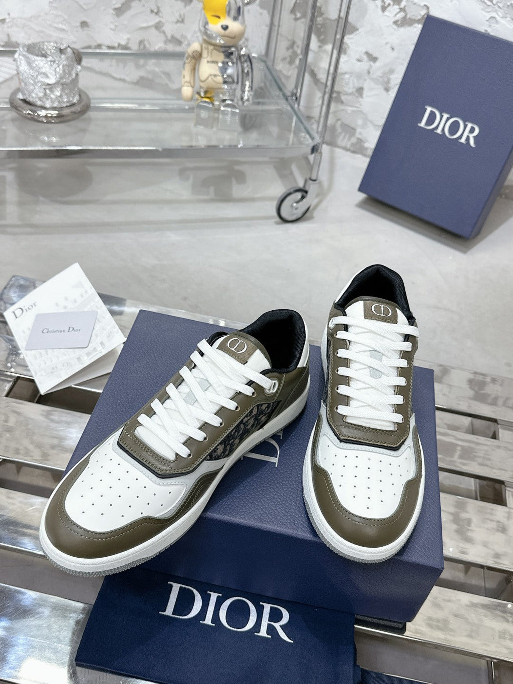 CD B27 Low-Top Sneaker 30mm In Moss Brown Monogram Calfskin 100799