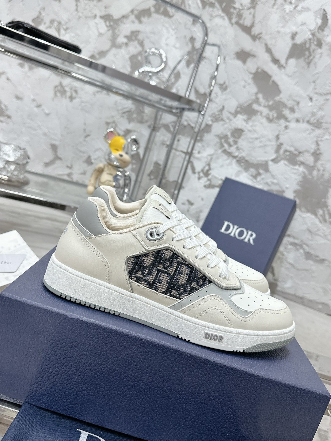 CD B27 Low-Top Sneaker 30mm In Ivory White Monogram Calfskin 100805