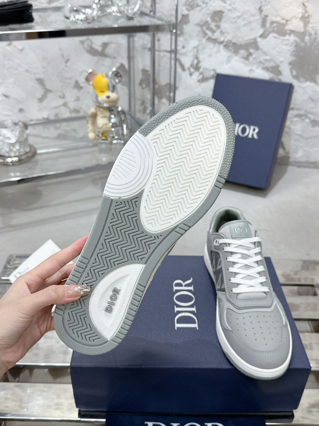 CD B27 Low-Top Sneaker 30mm In Grey Calfskin 100819