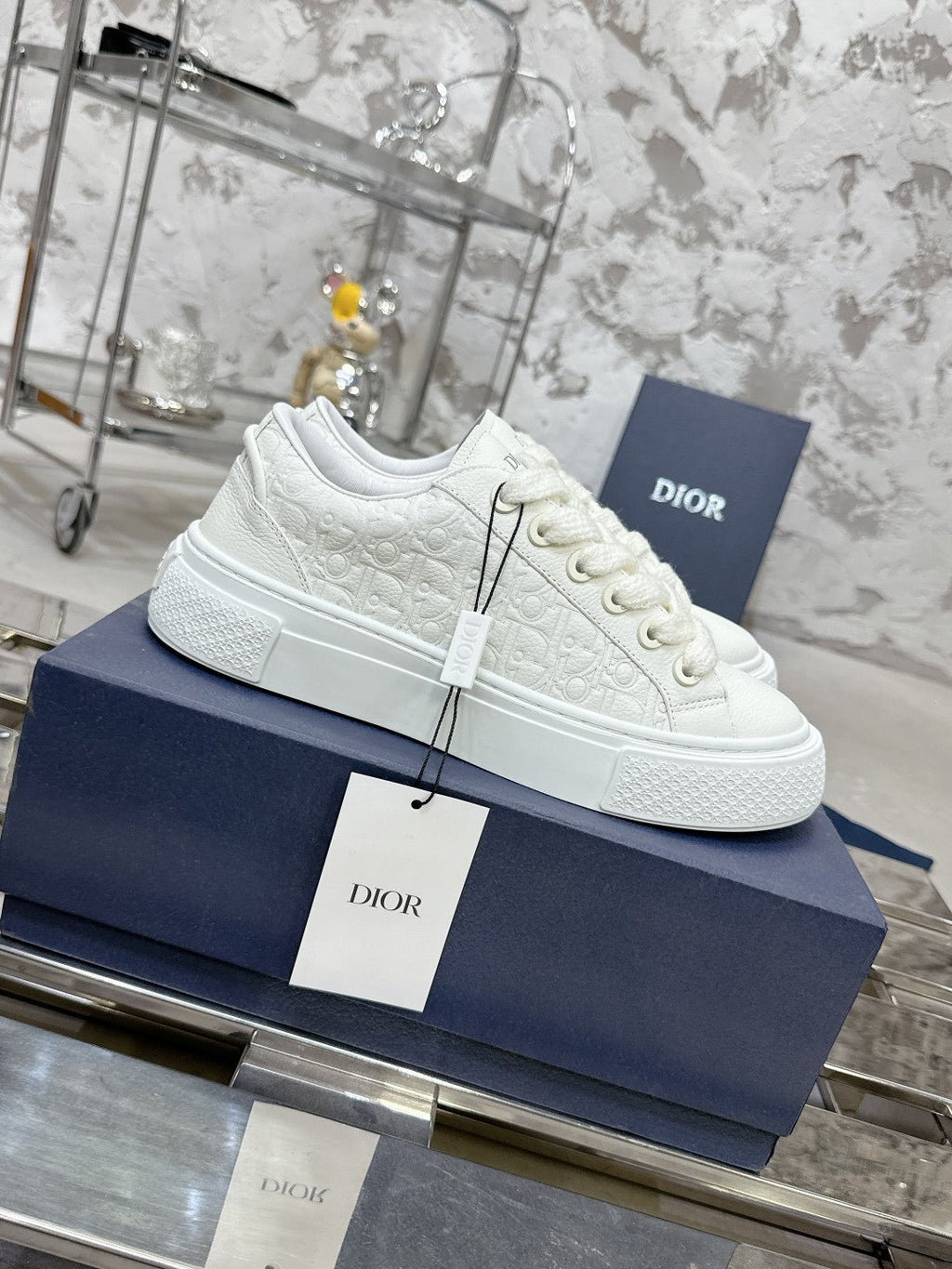 CD B33 Sneaker 30mm In White Monogram Calfskin 100554