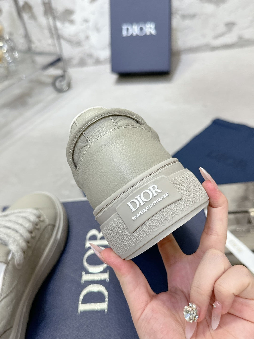 CD B33 Sneaker 30mm In Light Grey Monogram Calfskin 100558