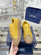 CD B33 Sneaker 40mm In Dark Yellow Monogram Satin Embroidery Fabric 103988