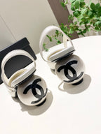 CC 26P Slingback Pearl-Shaped Heel 7cm Black White Leather 767269