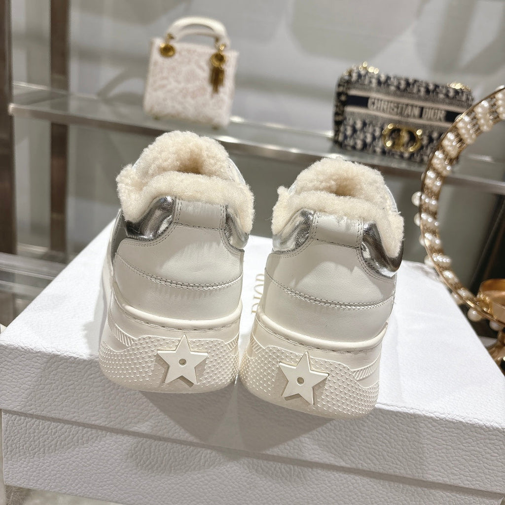 CD Dior Star Platform Sneaker In Glossy Silver Cowhide 996418