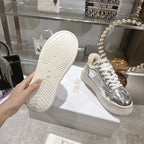 CD Dior Star Platform Sneaker In Glossy Silver Cowhide 996418