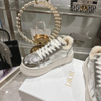 CD Dior Star Platform Sneaker In Glossy Silver Cowhide 996418
