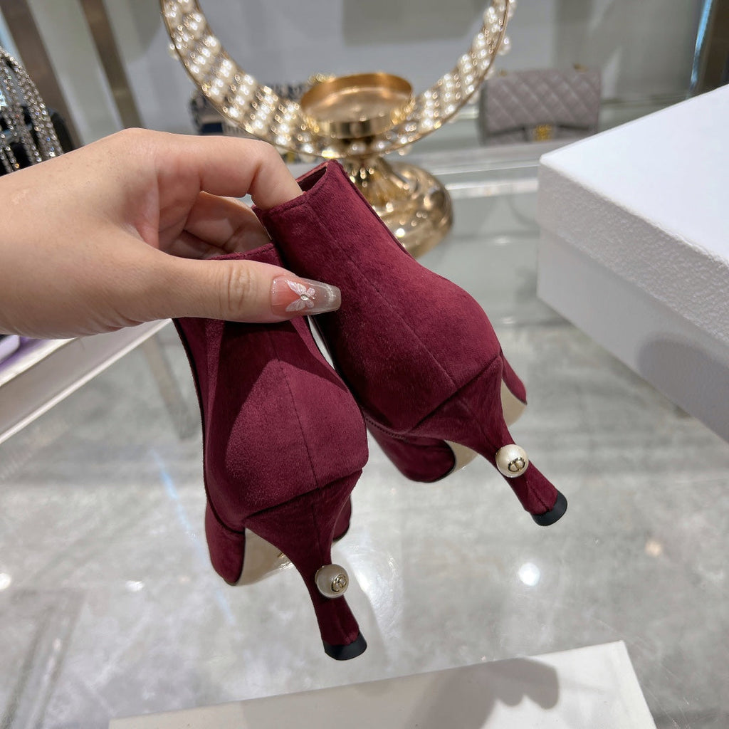 CD Tribales Heeled Ankle Boot 65mm In Burgundy Suede 996428