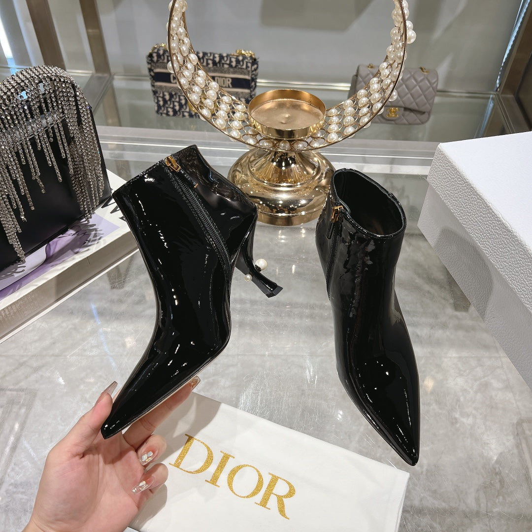 CD Tribales Heeled Ankle Boot 65mm In Black Glossy Cowhide 996434