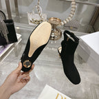 D-Idole Heeled Ankle Boot In Black Suede 996438