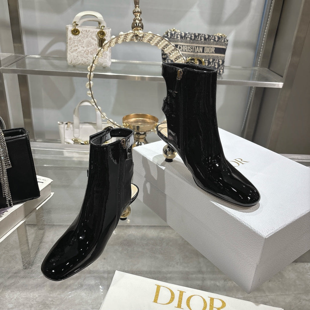 D-Idole Heeled Ankle Boot In Black Glossy Lambskin 996440