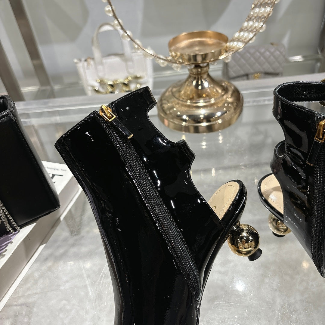 D-Idole Heeled Ankle Boot In Black Glossy Lambskin 996440