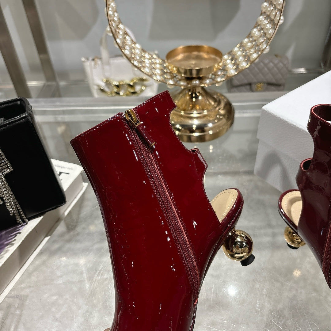 D-Idole Heeled Ankle Boot In Red Glossy Lambskin 996442