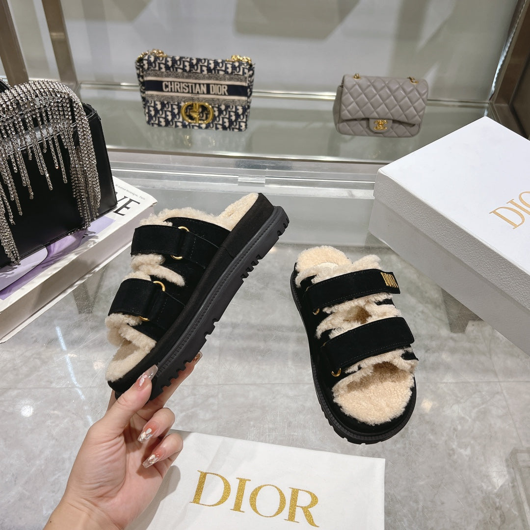 CD Dioract Slide 40mm In Black Suede 996360