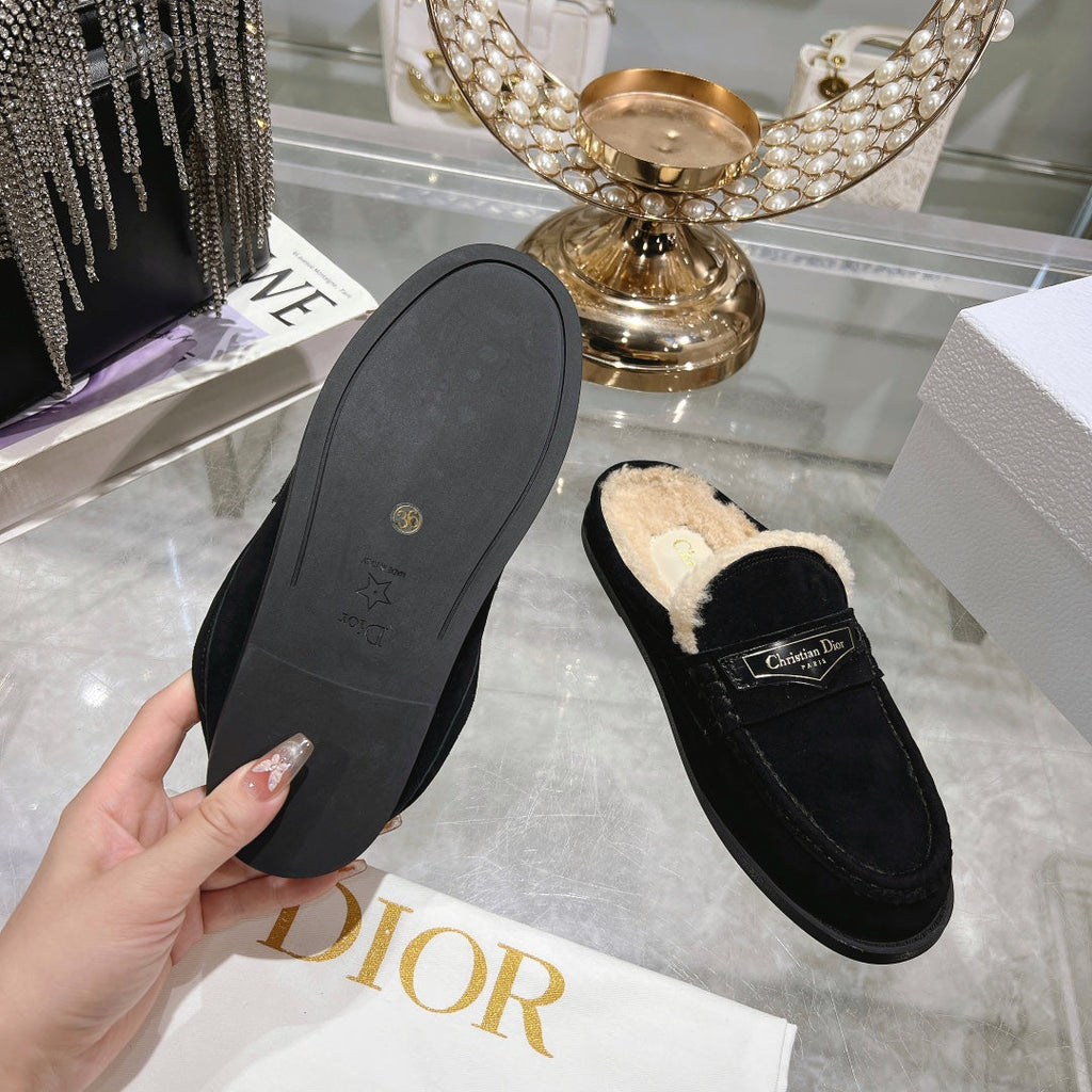 CD Boy Mule In Black Suede With Fleece Lining 996448