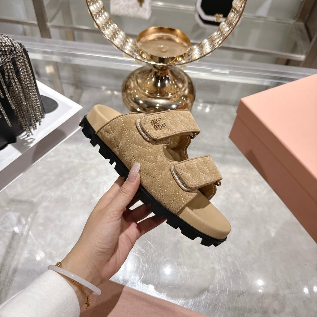 Miu Comfort Sandals Khahi Quilted Suede 751303