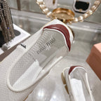 Miu Ballerinas White Brown Technical Mesh Leather 751307
