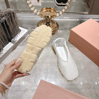Miu Ballerinas White Technical Mesh Leather 751308