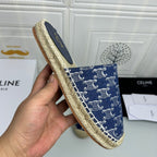NEW FLAT FISHERMAN SANDALS NAVY BLUE COTTON CANVAS