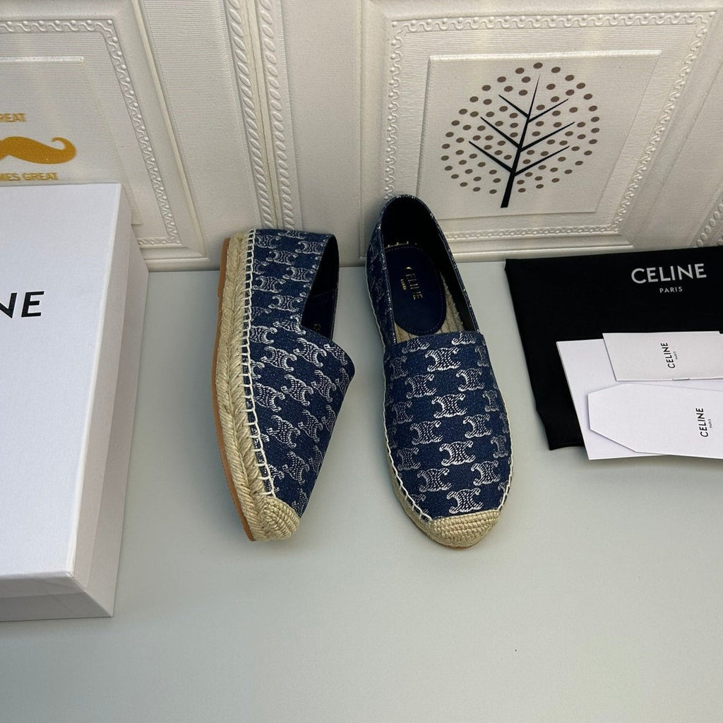 NEW FLAT FISHERMAN SHOES NAVY BLUE COTTON CANVAS