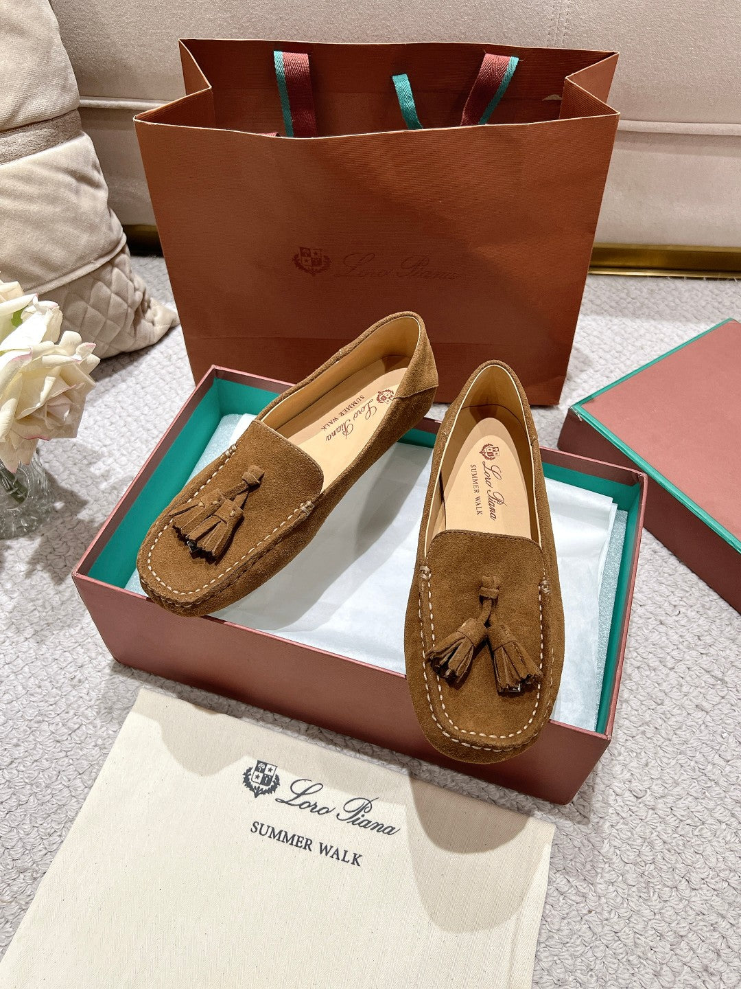 LP Dot sole walk mocassin Copper Brown Suede 215001
