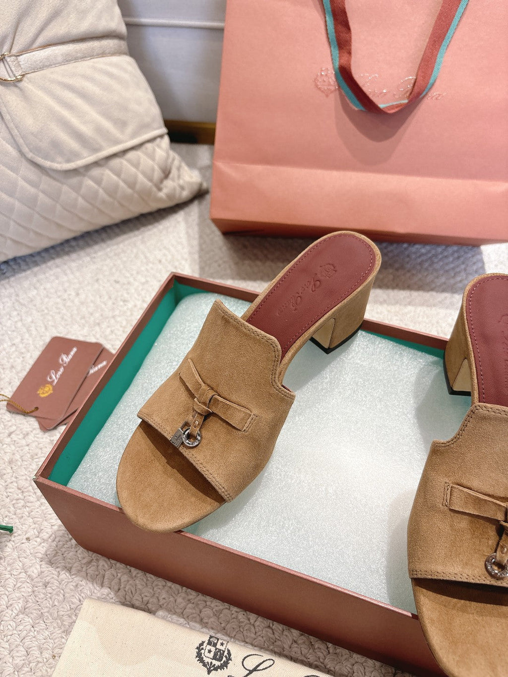 LP 25C Summer Charms Mules 55MM Marigold Brown Suede 215033