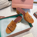 LP 25 Summer Charm Sandal 55 Brown Suede Dard Red Calfskin