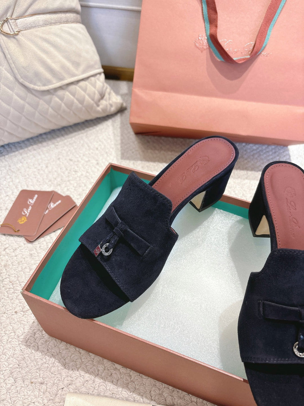 LP 25C Summer Charms Mules 55MM Navy Blue Suede 215031