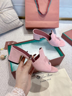 LP 25C Summer Charms Mules 55MM Pink Pastel Suede 215026