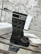 D-Major Boot In Black Mix White Denim Fabric 100564