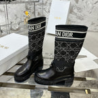 D-Major Boot In Black Mix White Denim Fabric 100564