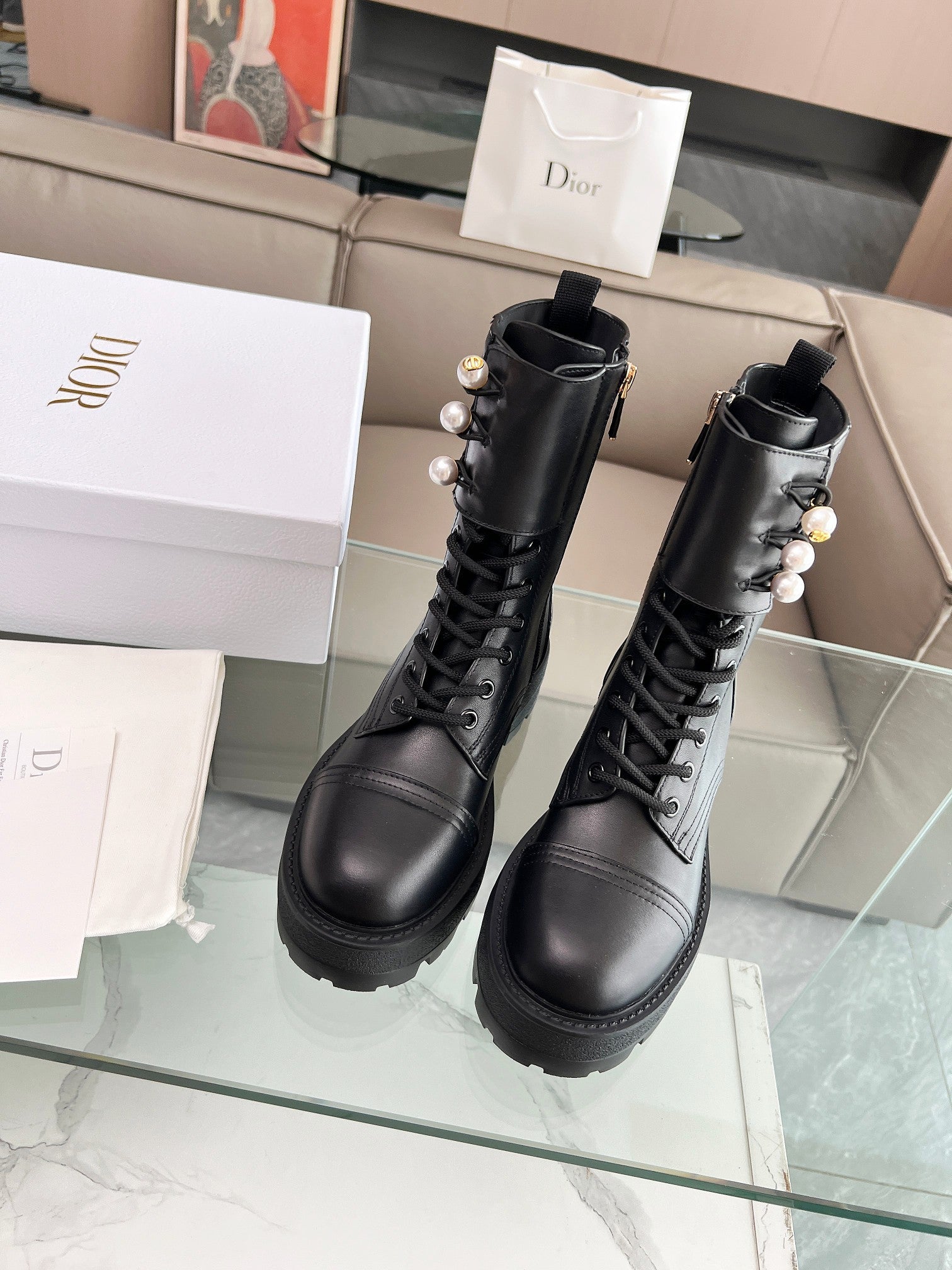 CD D-Strike Ankle Boot Plain Black Calfskin
