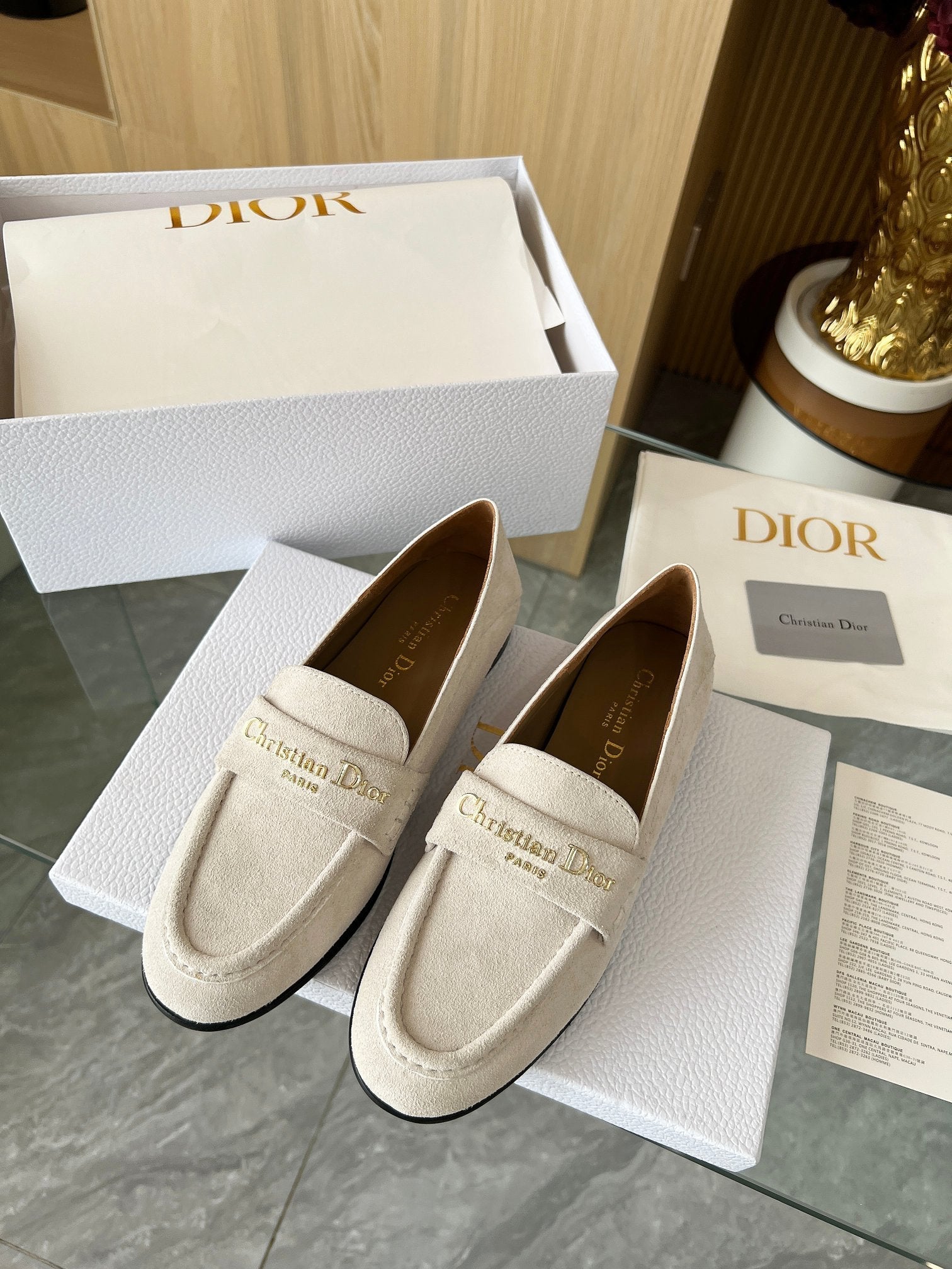 CD Boy Loafer Rope 5m Cream Suede Calfskin 510190