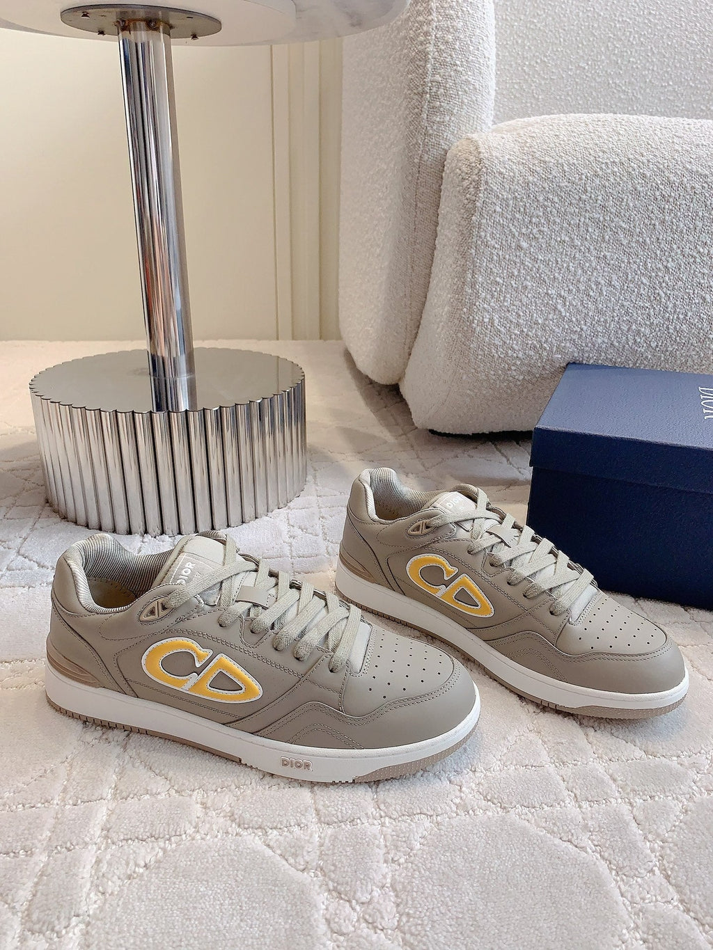 CD AND STONE ISLAND B57 Low-Top Sneaker – Limited And Numbered Edition Brown Gray Mix Orange Calfskin