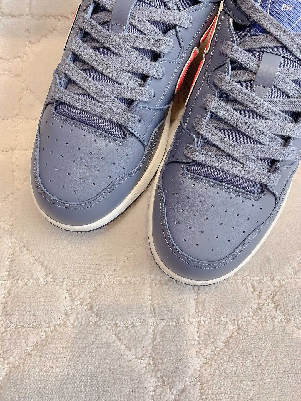 CD AND STONE ISLAND B57 Low-Top Sneaker – Limited And Numbered Edition Blue Mix Red Calfskin