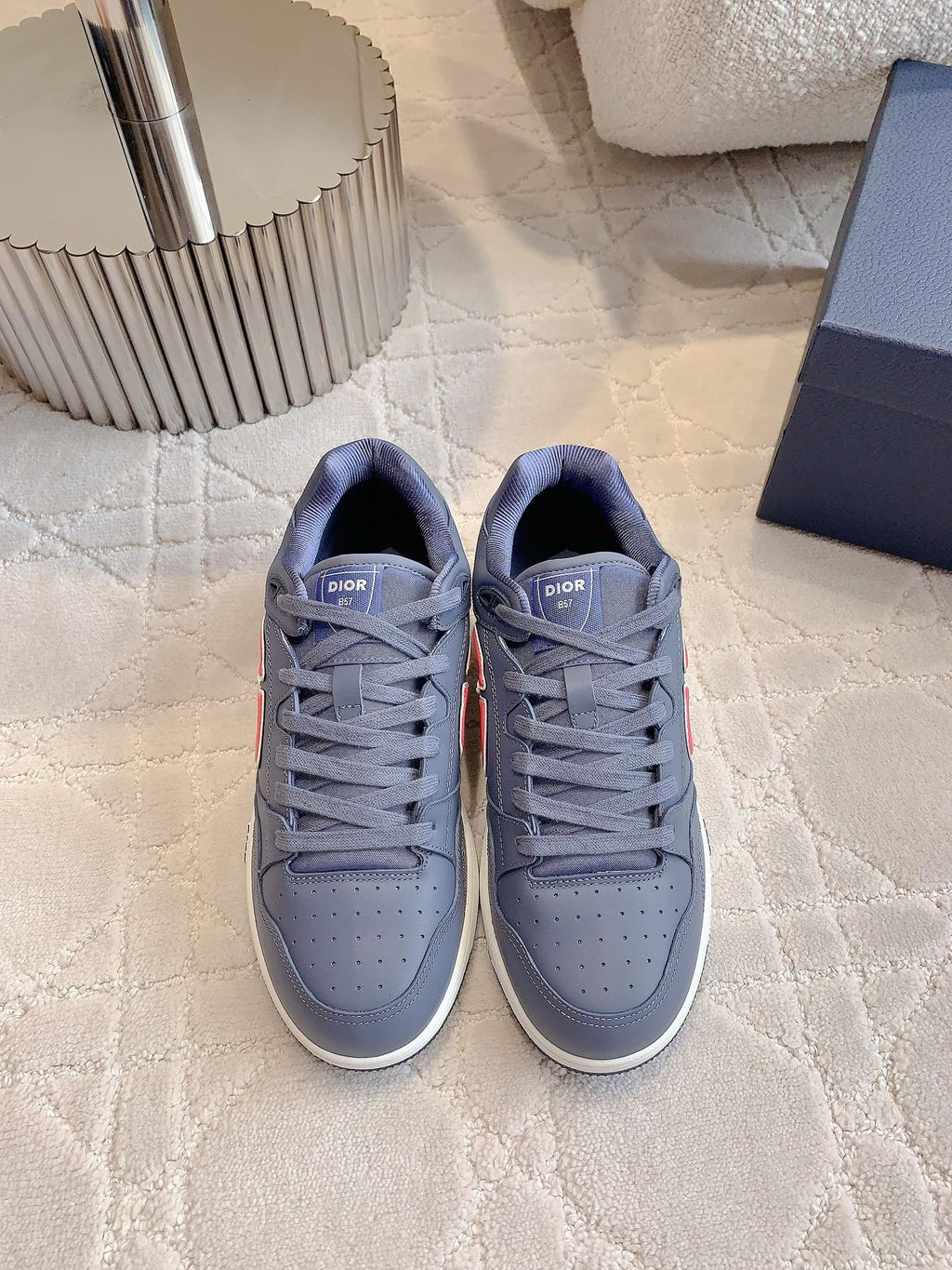 CD AND STONE ISLAND B57 Low-Top Sneaker – Limited And Numbered Edition Blue Mix Red Calfskin