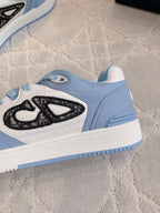 CD B57 Mid-Top Sneaker White Mix Light Blue Calfskin And Oblique Jacquard