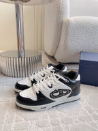 CD B57 Mid-Top Sneaker White Mix Black Calfskin And Oblique Jacquard
