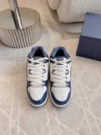 CD B57 Mid-Top Sneaker White Mix Dark Blue Calfskin And Oblique Jacquard