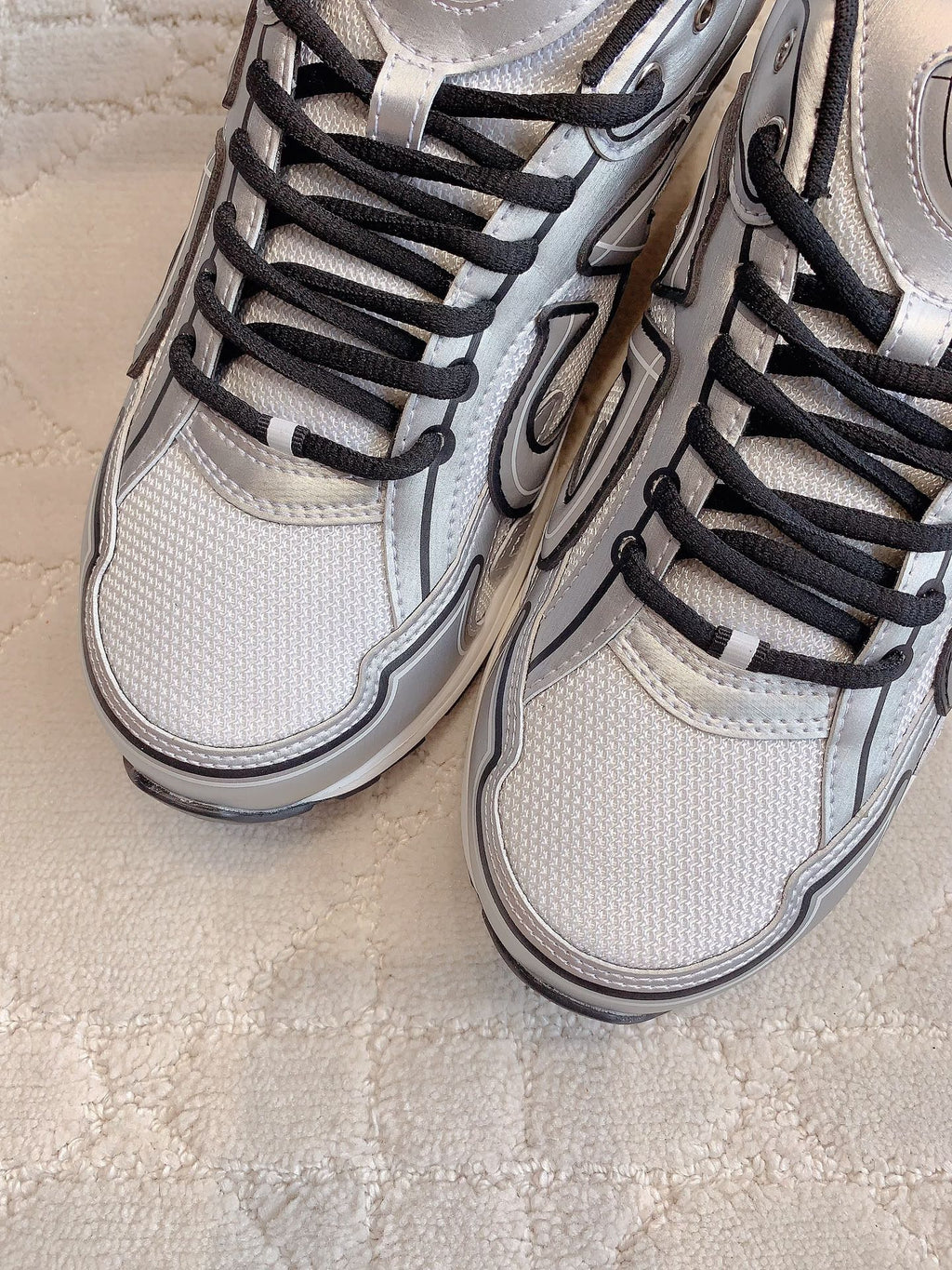 CD B30 Sneaker Grey White Mix Black Polyester Mesh Fabric And Calfskin
