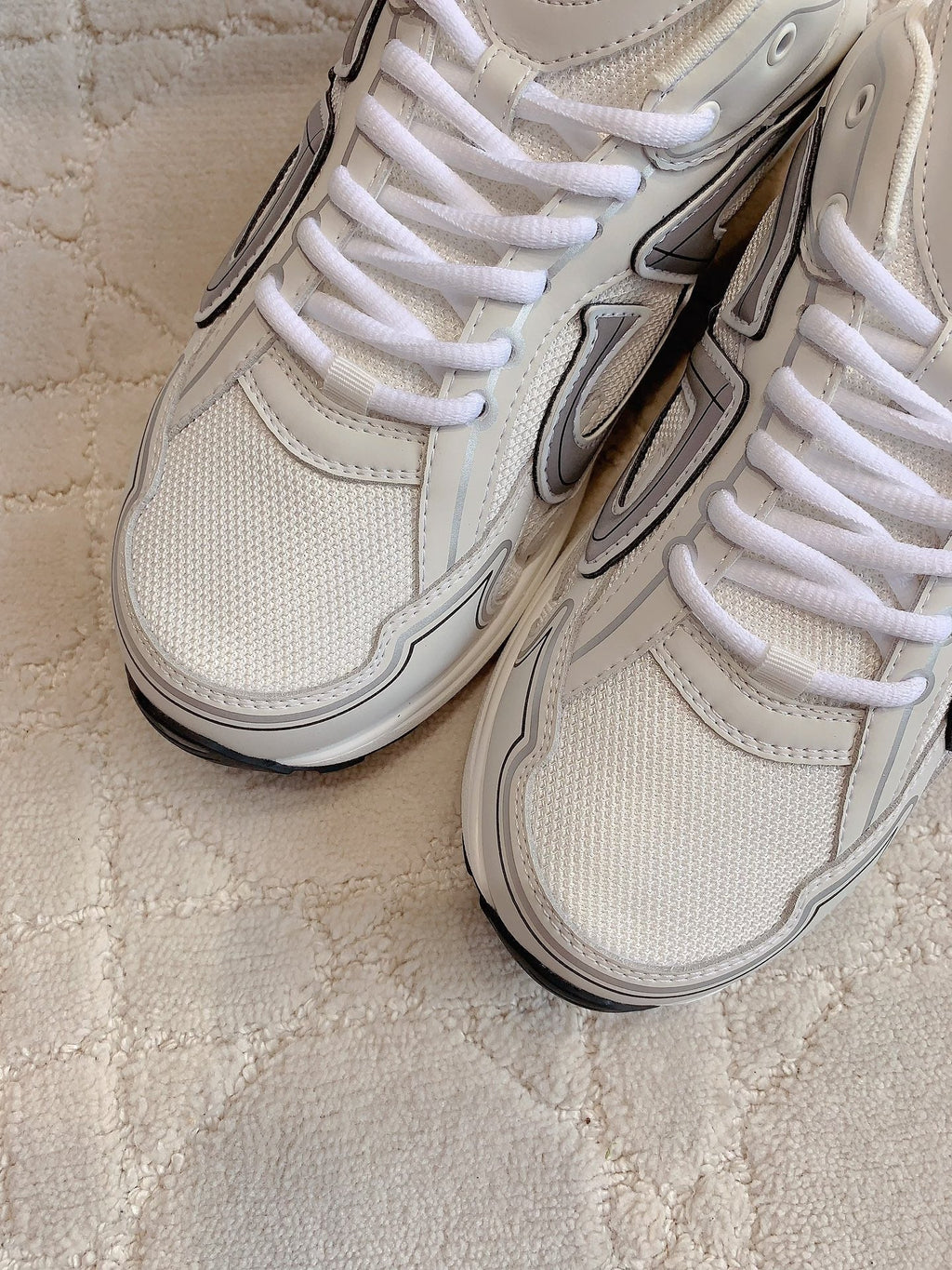 CD B30 Sneaker Milky Beige Mix Grey Black Polyester Mesh Fabric And Calfskin